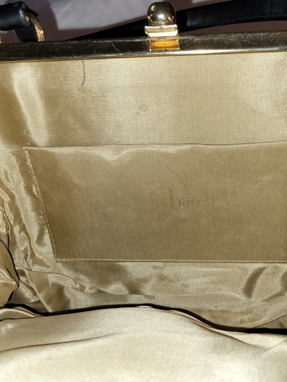 Vintage Mid-Century Black Patent Leather Purse W/ Gold Accents